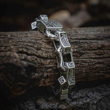 Pulseira Freyr em Aço Inoxidável Negro Bracelet Tesouros Vikings