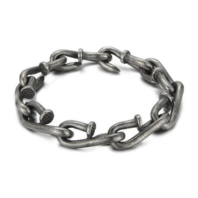 Pulseira Masculina de Pregos em Aço Inoxidável Bracelet Tesouros Vikings