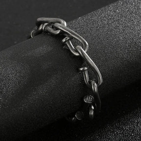 Pulseira Masculina de Pregos em Aço Inoxidável Bracelet Tesouros Vikings