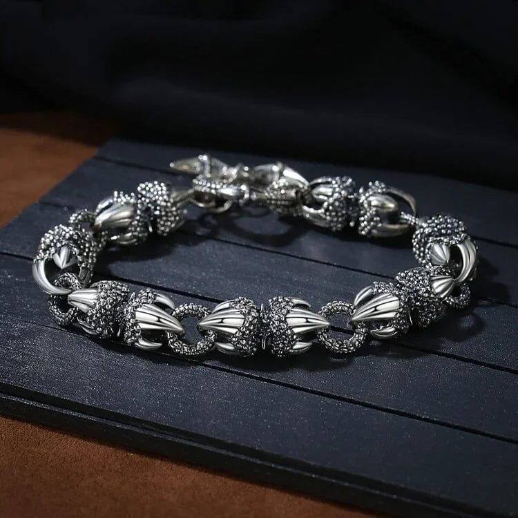 Pulseira Masculina Dragon Claws em Aço Inoxidável Bracelet Tesouros Vikings