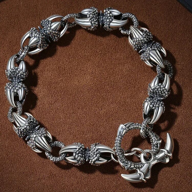 Pulseira Masculina Dragon Claws em Aço Inoxidável Bracelet Tesouros Vikings