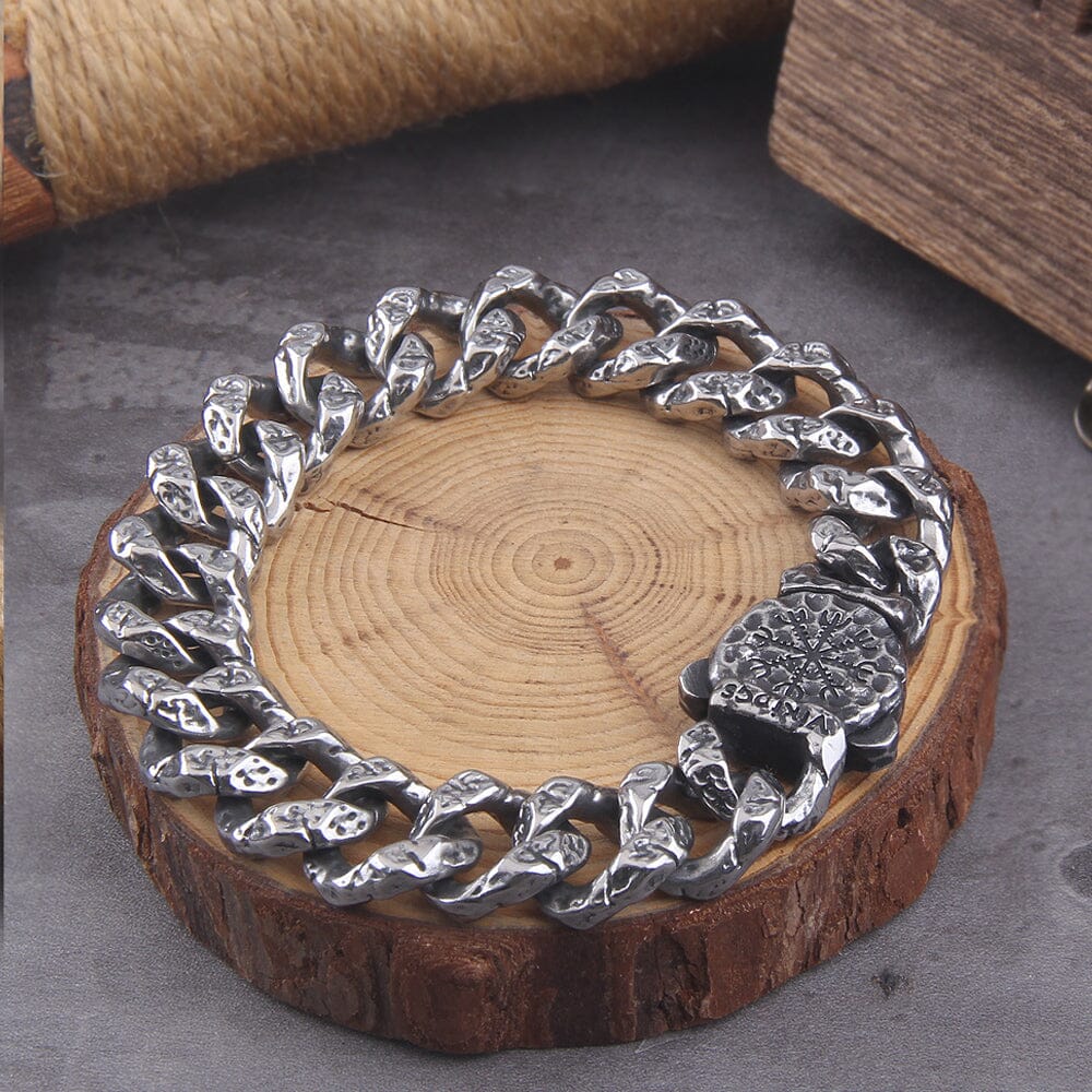 Pulseira Runas Vikings em Aço Inoxidável Bracelet Tesouros Vikings