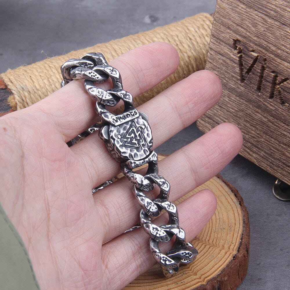 Pulseira Runas Vikings em Aço Inoxidável Bracelet Tesouros Vikings