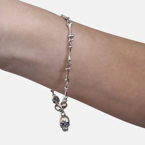 Pulseira Skull & Bones em Prata 925 Bracelet Tesouros Vikings