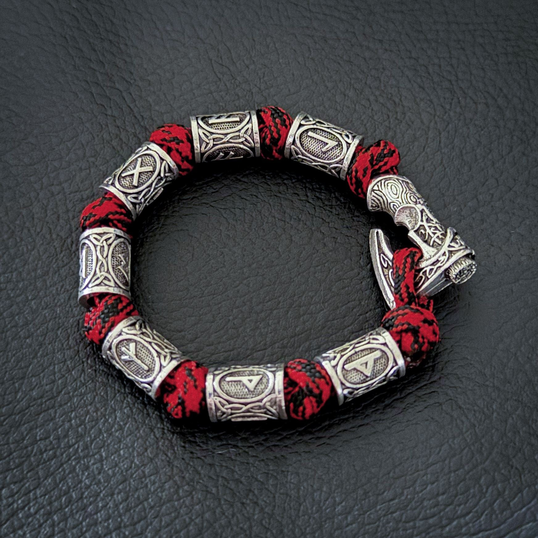 RUNAS VIKING - Pulseira de Paracord com Runas Bracelet Tesouros Vikings