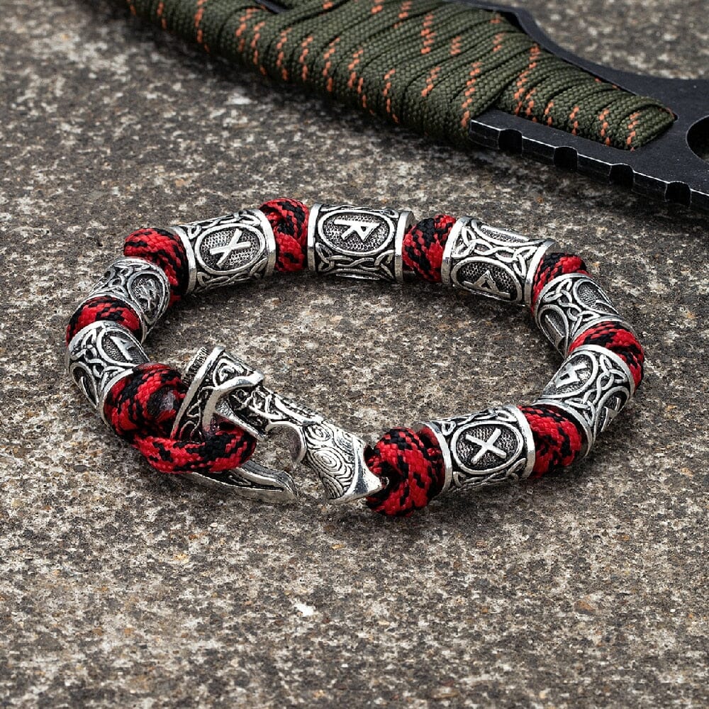 RUNAS VIKING - Pulseira de Paracord com Runas Bracelet Tesouros Vikings