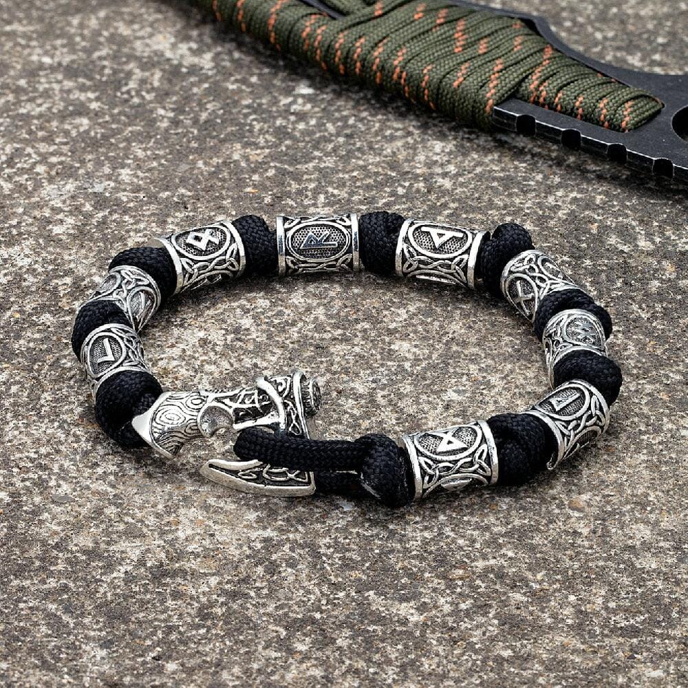 RUNAS VIKING - Pulseira de Paracord com Runas Bracelet Tesouros Vikings