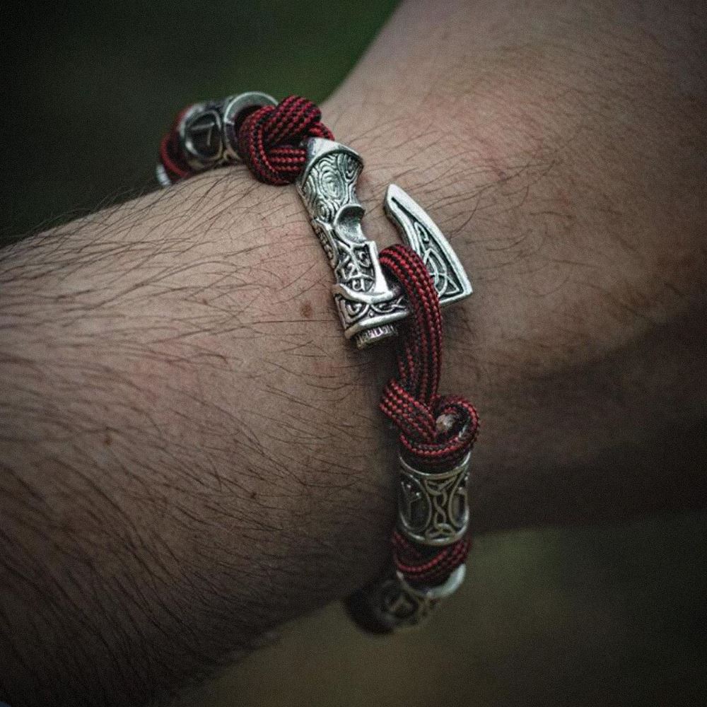 RUNAS VIKING - Pulseira de Paracord com Runas Bracelet Tesouros Vikings