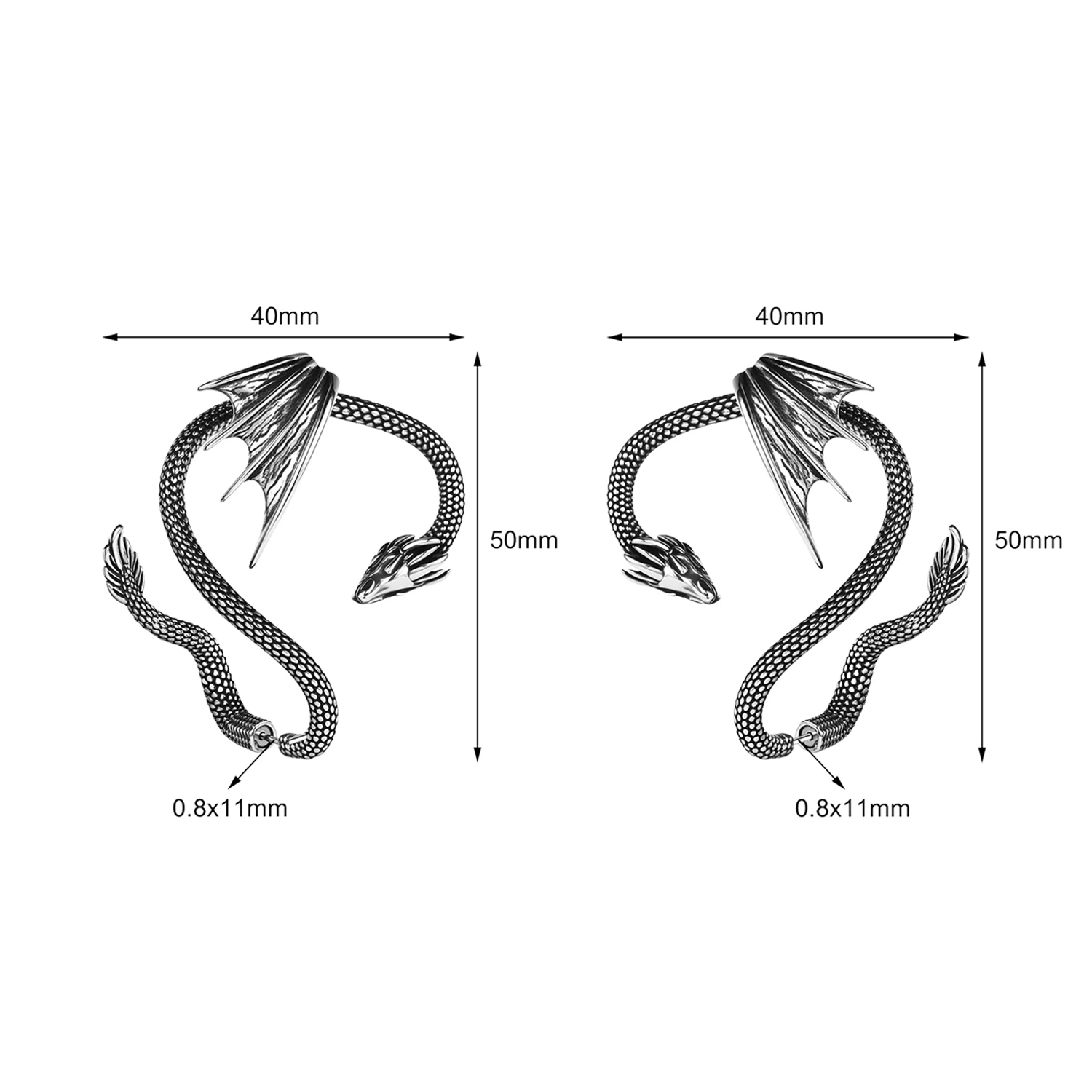 Dragão Alado - Brinco Estilo Ear Cuff
