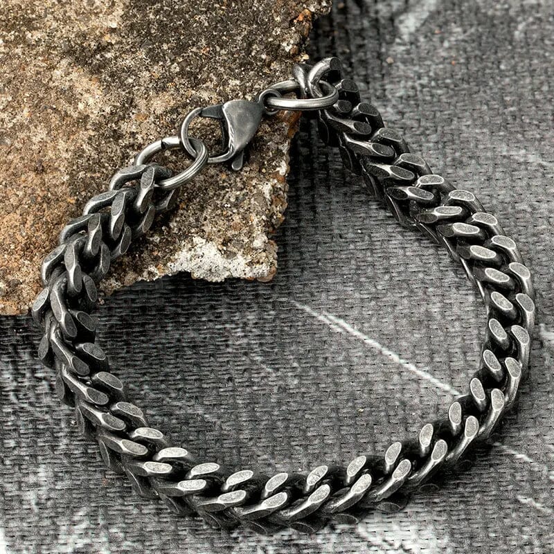 TYR - Pulseira de Correntes Masculina em Aço Inoxidável Bracelet Tesouros Vikings