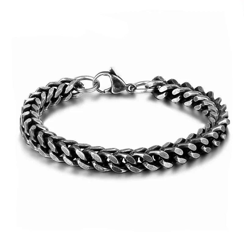 TYR - Pulseira de Correntes Masculina em Aço Inoxidável Bracelet Tesouros Vikings