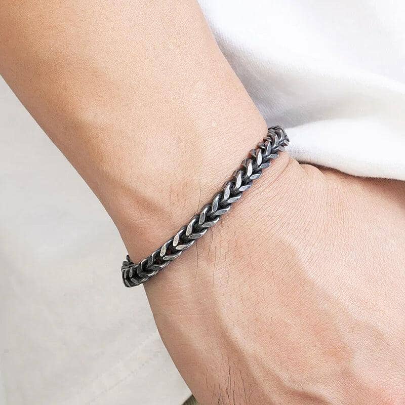 TYR - Pulseira de Correntes Masculina em Aço Inoxidável Bracelet Tesouros Vikings