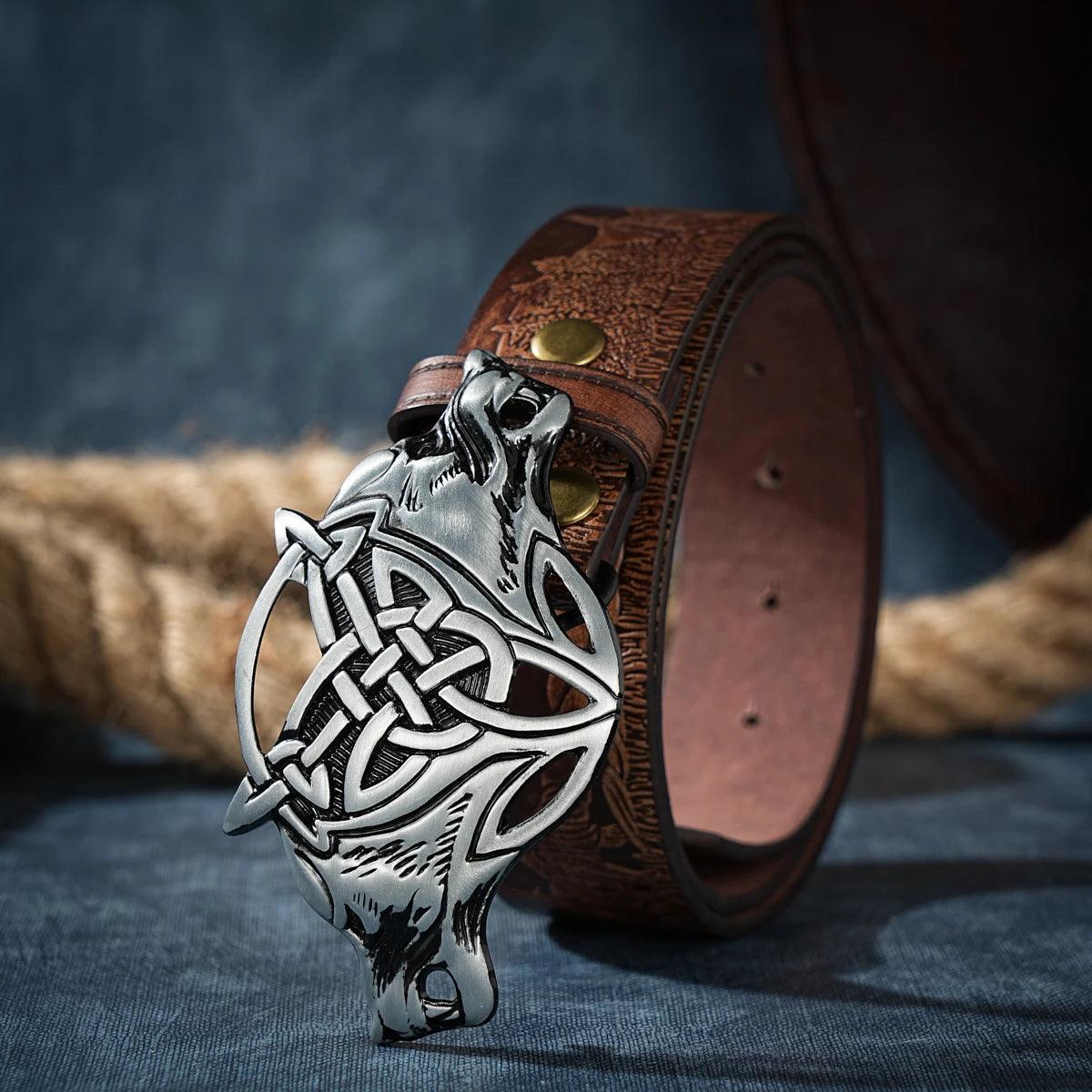 Cinto de Couro Lobo Celta - Tesouros Vikings