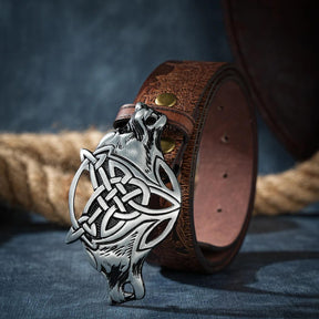 Cinto de Couro Lobo Celta - Tesouros Vikings